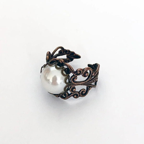 Copper Victorian Pearl Ring