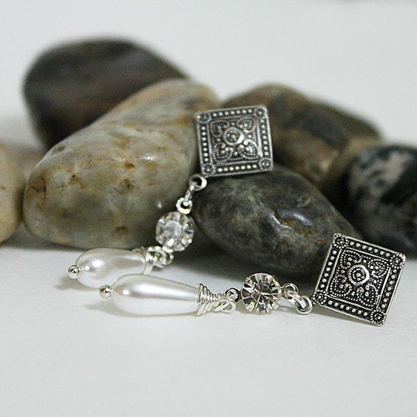 Victorian Bridal Pearl Drop Earrings