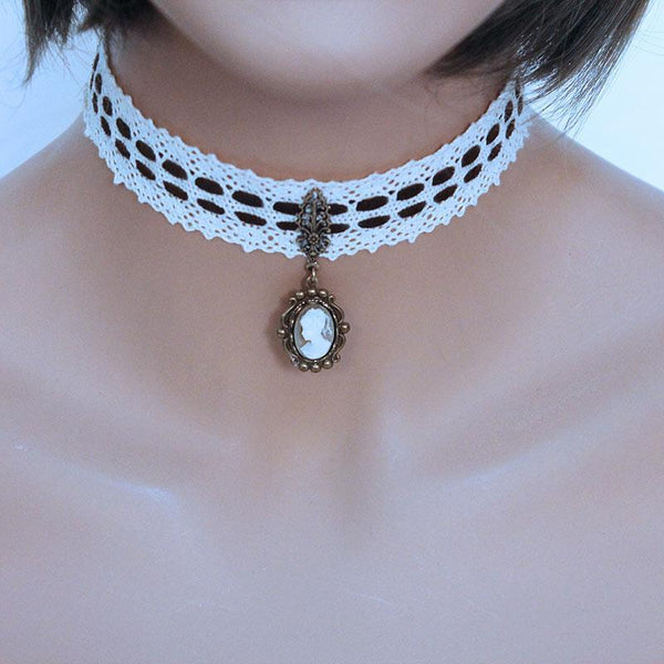 Victorian Cameo Pendant Choker