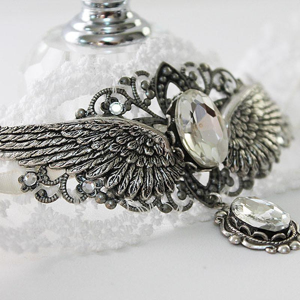 White Lace Fantasy Wing Choker Necklace