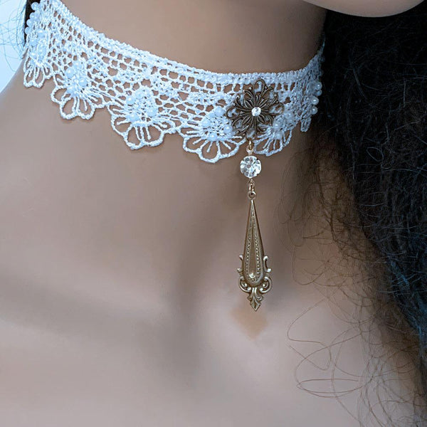 White Lace Victorian Choker
