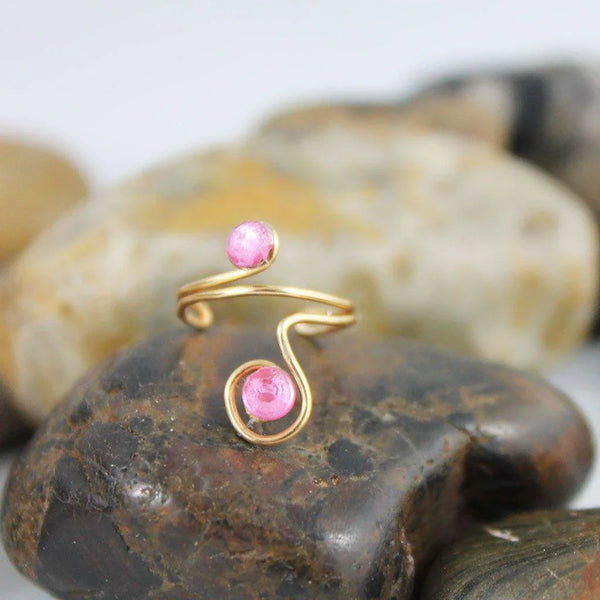 Adjustable Pink Crystal Pinky Ring