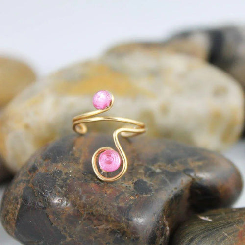 Adjustable Pink Crystal Pinky Ring