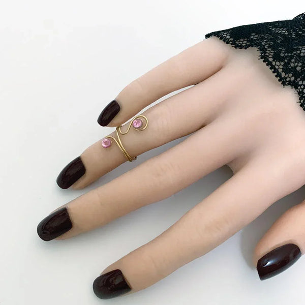 Adjustable Pink Crystal Pinky Ring