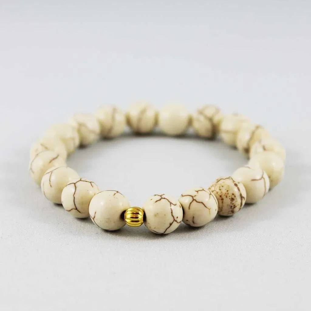Beaded  Ivory Turquoise Stacking Stretch Bracelet