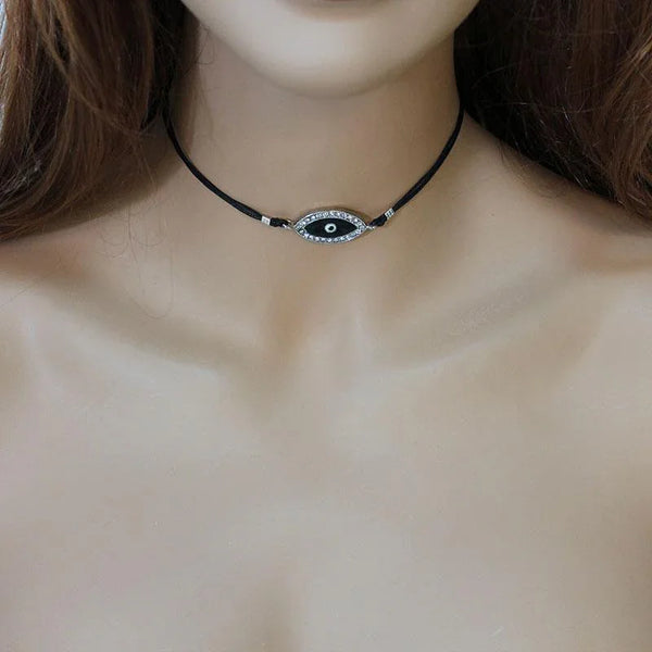 Black Cord Evil Eye Choker