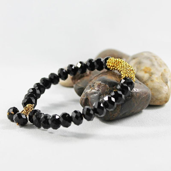 Black Crystal Bead Bangle Bracelet