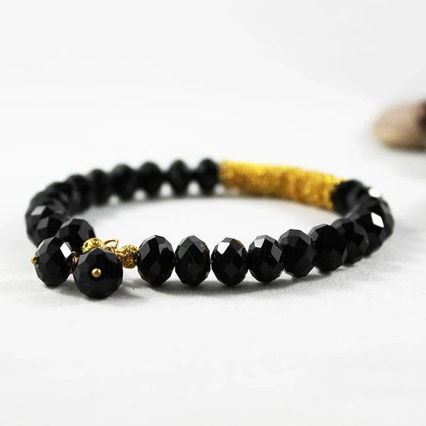 Black Crystal Bead Bangle Bracelet
