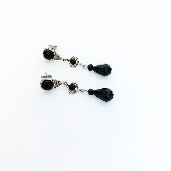 Black Crystal Victorian Earrings