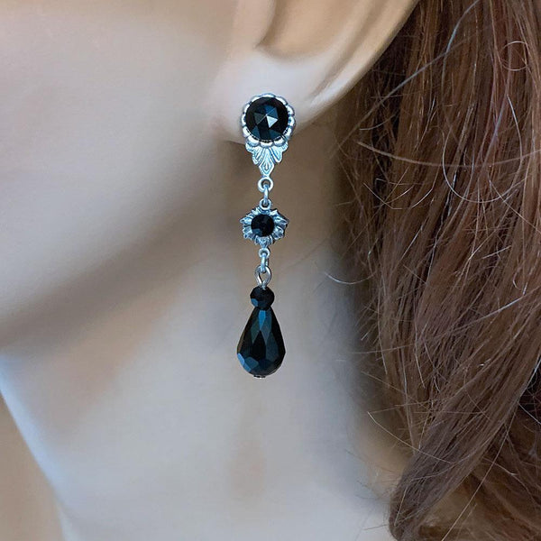 Black Crystal Victorian Earrings