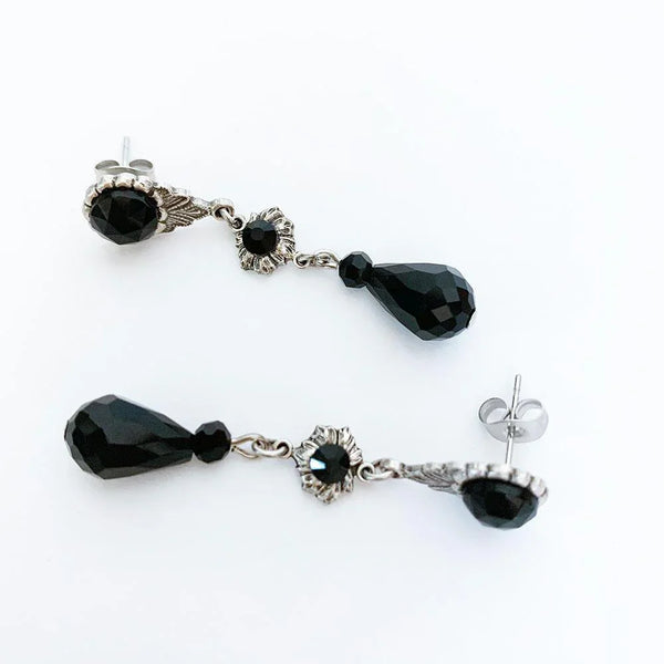 Black Crystal Victorian Earrings