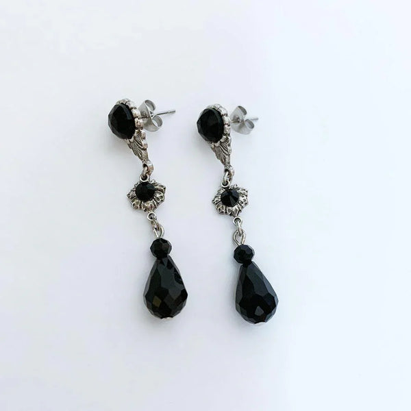 Black Crystal Victorian Earrings