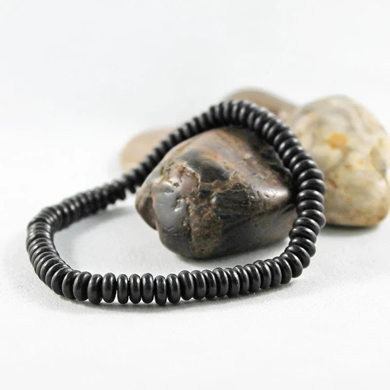Black Disc Bead Stretch Bracelet