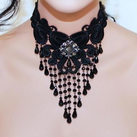 Black Lace Victorian Choker Necklace