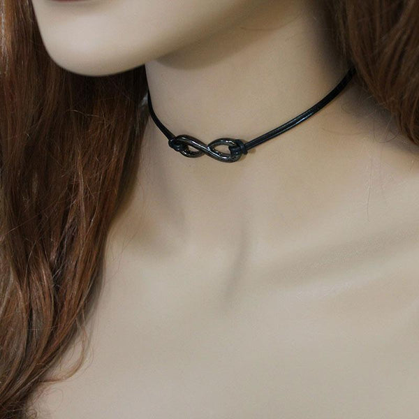 Black Leather Black Infinity Choker