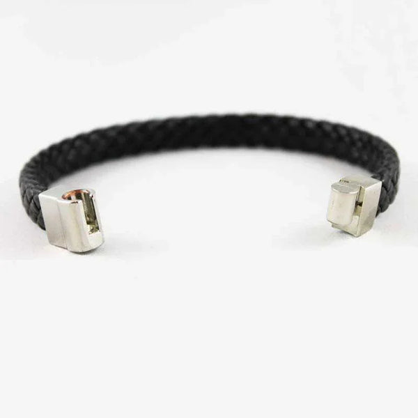 Black Leather Magnetic Bracelet
