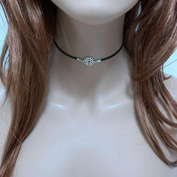 Black Leather Star of David Choker