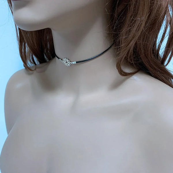 Black Leather Star of David Choker