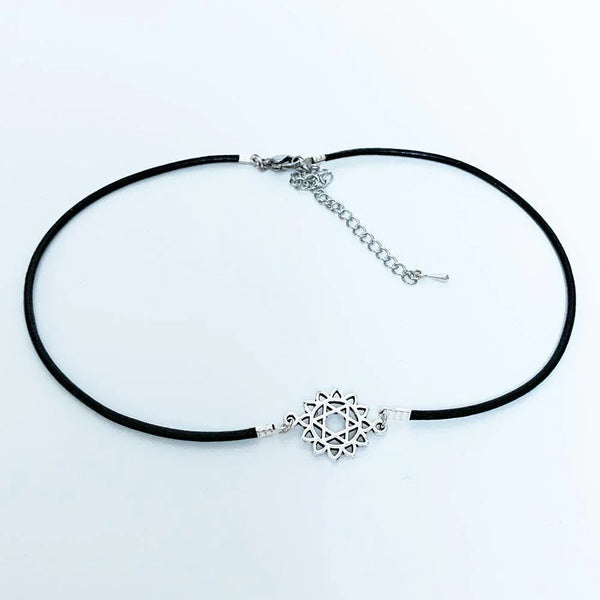 Black Leather Star of David Choker