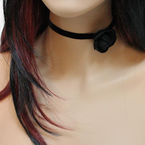 Black Rose Black Velvet Choker