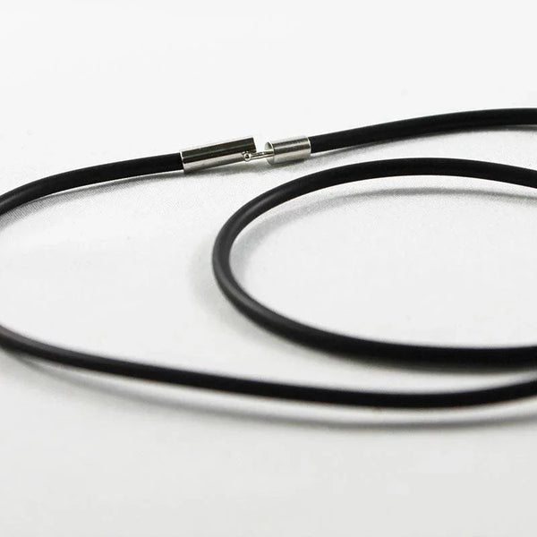 Black Rubber Necklace with Grey Horn Pendant