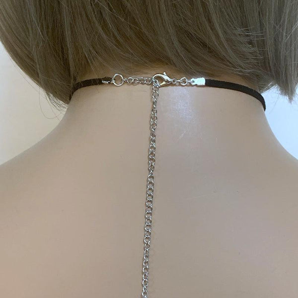 Black Suede Large Sideways Cross Choker