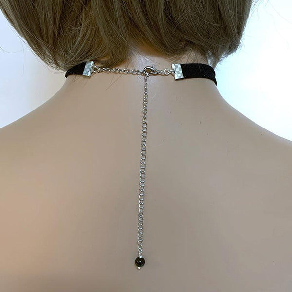 Black Suede Sparkly Sideway Cross Choker