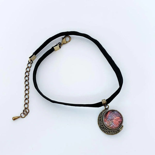 Black Velvet Brass Rotating Moon Choker