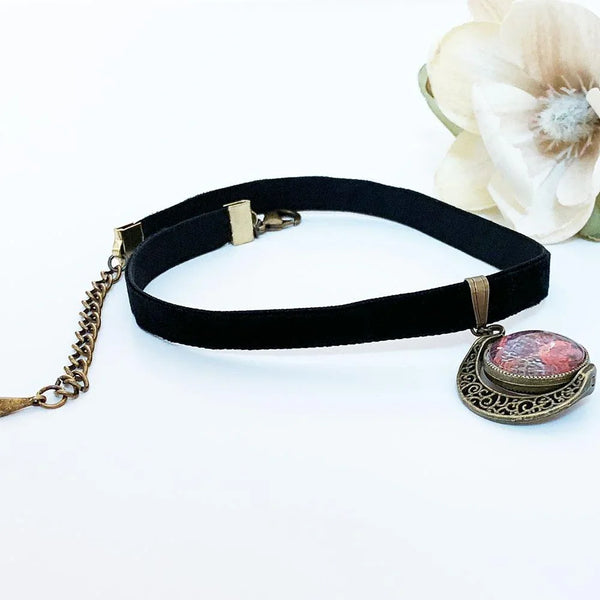 Black Velvet Brass Rotating Moon Choker