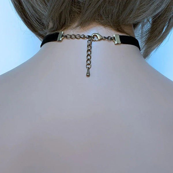 Black Velvet Brass Rotating Moon Choker