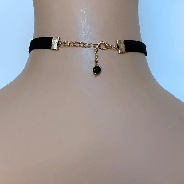 Black Velvet Choker with Gold Bar