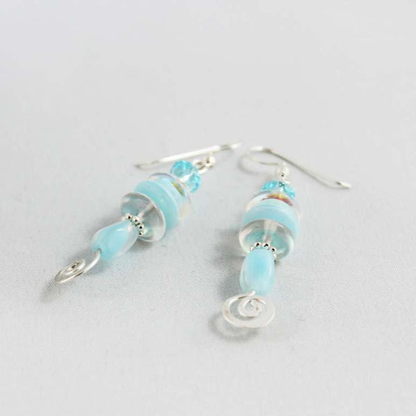 Blue Beaded Drop Earrings