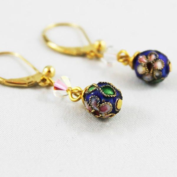 Blue Cloisenne Dangle Earrings