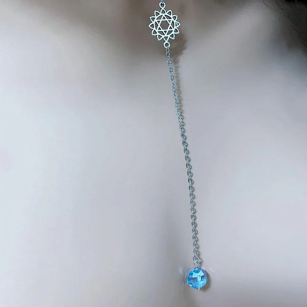 Blue Crystal Star of David Y Necklace