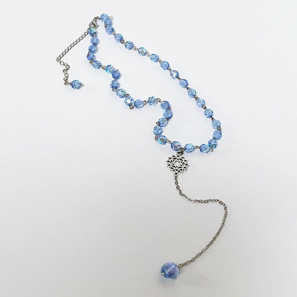 Blue Crystal Star of David Y Necklace