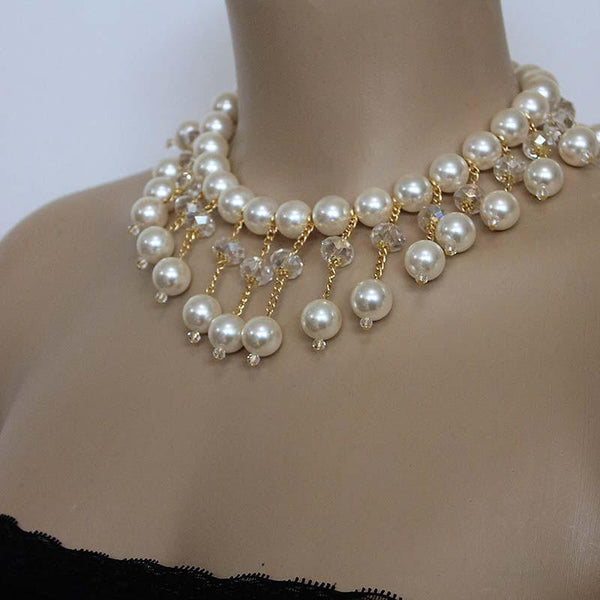 Bridal Pearl Bib Necklace
