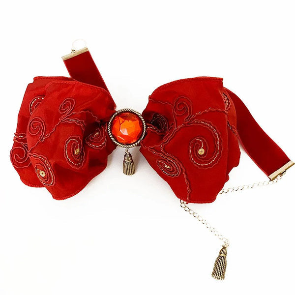 Bright Red Victorian Bow Choker