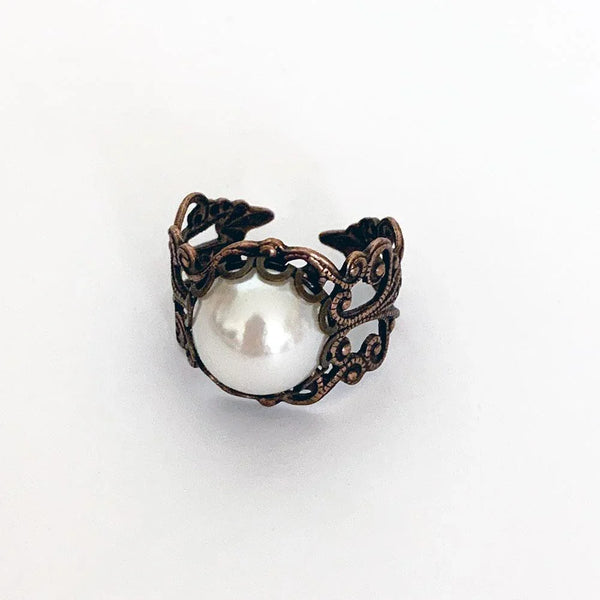 Copper Victorian Pearl Ring