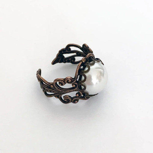 Copper Victorian Pearl Ring
