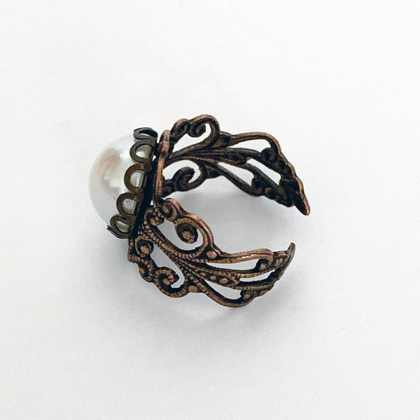 Copper Victorian Pearl Ring