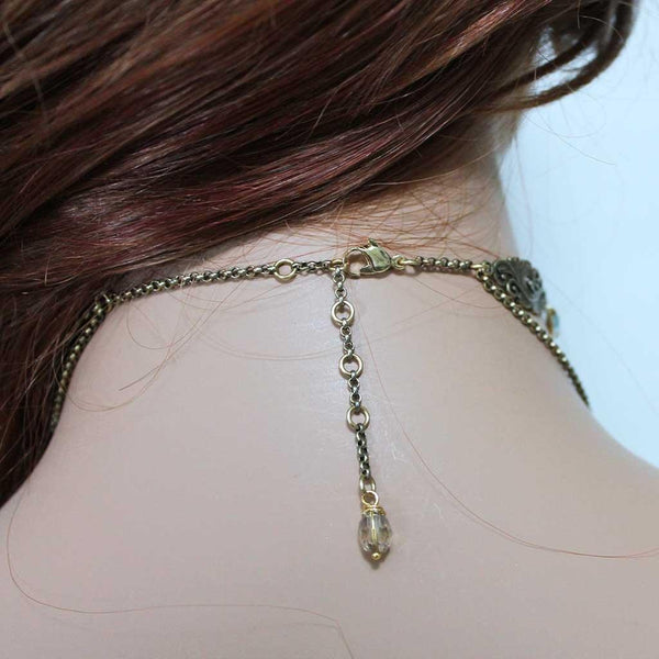 Crystal Brass Victorian Choker Necklace