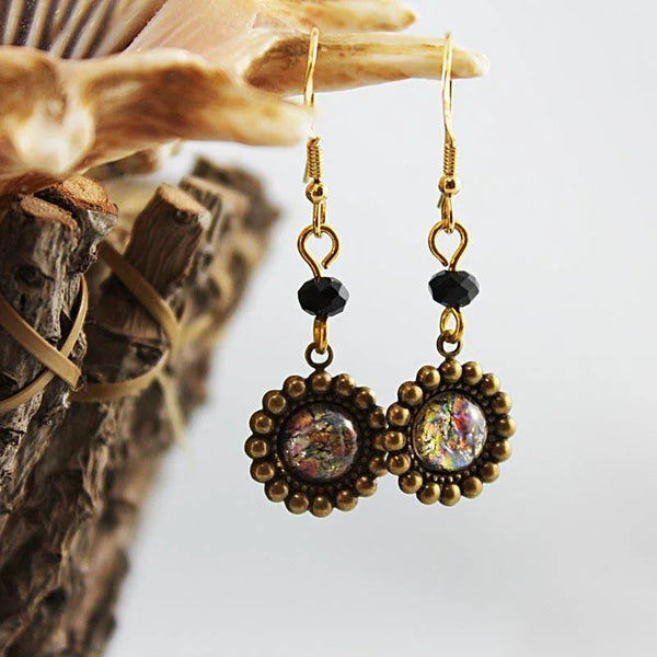 Dainty Gold Brass Victorian Dangle Earrings