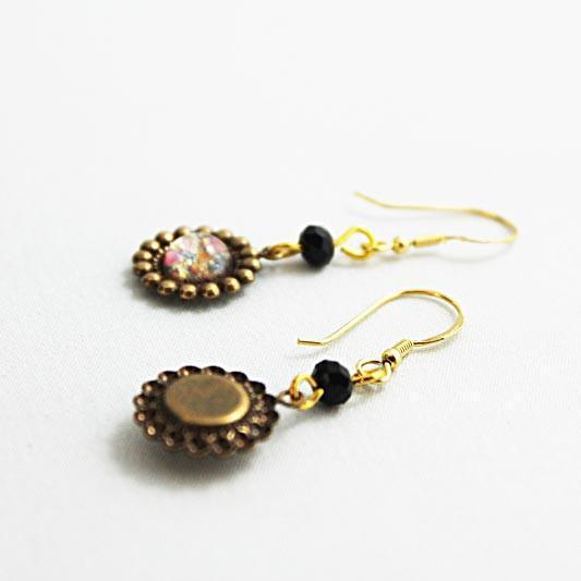 Dainty Gold Brass Victorian Dangle Earrings