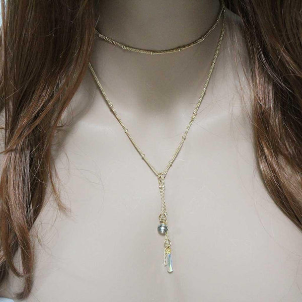 Dainty Gold Lariat Choker Necklace