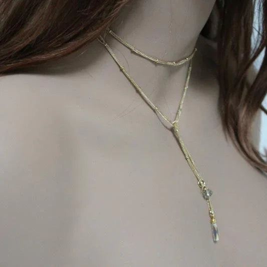 Dainty Gold Lariat Choker Necklace