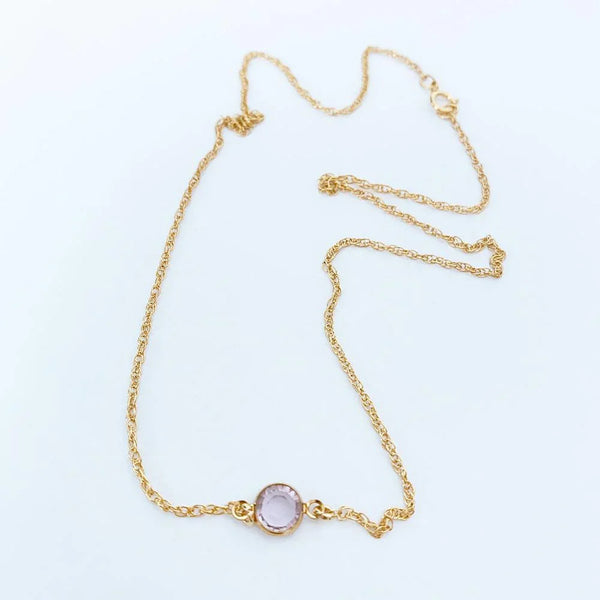 Dainty Gold Purple Crystal Necklace