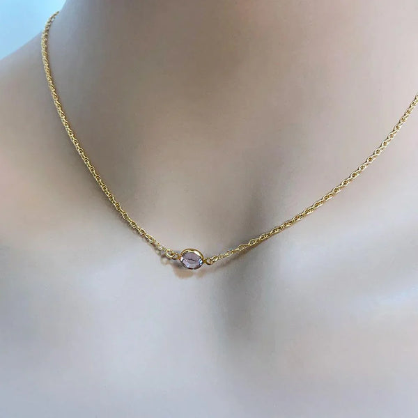 Dainty Gold Purple Crystal Necklace