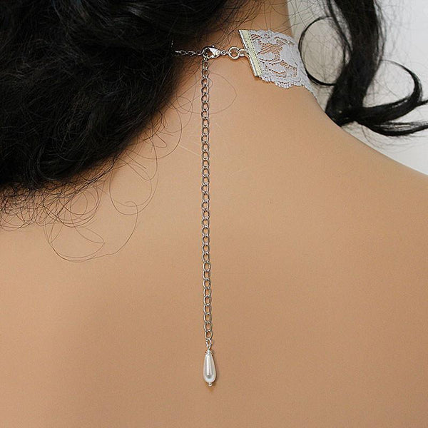 Dainty Grey Lace Cameo Victorian Choker