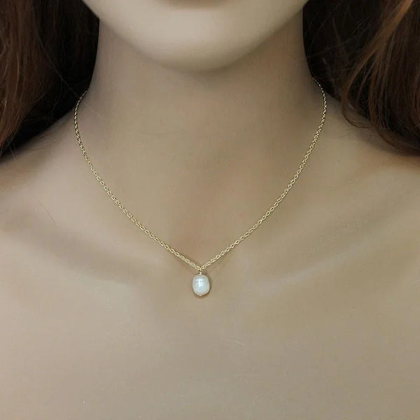 Dainty Single Pearl Gold Necklace