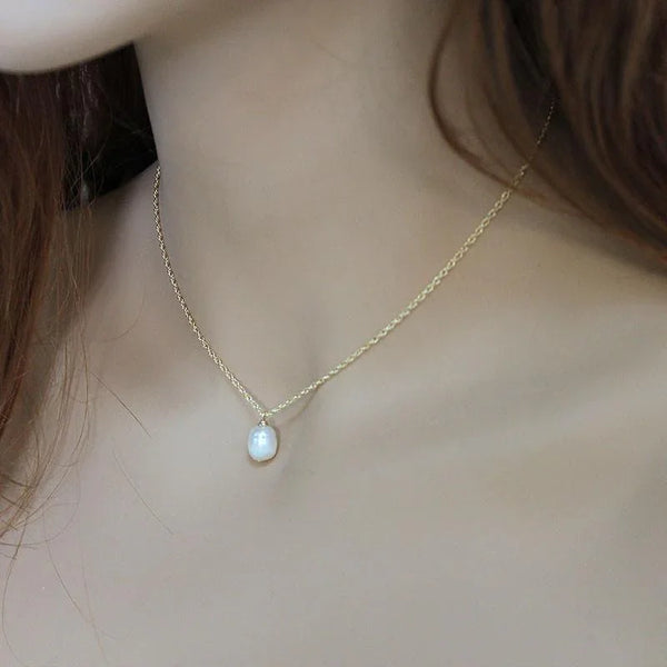 Dainty Single Pearl Gold Necklace